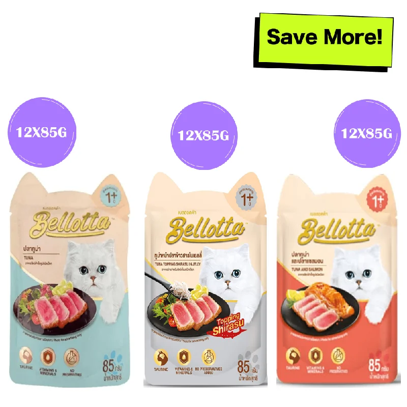 - Degradable pet feces bagBellotta Tuna in Gravy, Tuna Topping Shirasu in Jelly and Tuna & Salmon in Gravy Cat Wet Food Combo - Degradable pet feces bagBellotta Tuna in Gravy, Tuna Topping Shirasu in Jelly and Tuna & Salmon in Gravy Cat Wet Food Combo