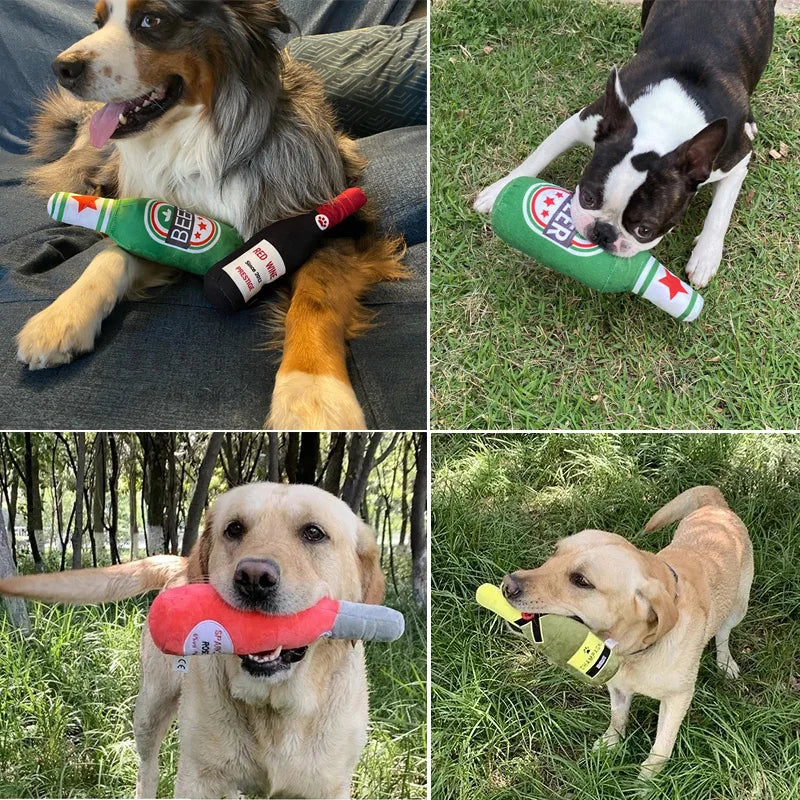 Pet ProductsAnniepaw Wine Bottle Shaped Squeaky Dog Toy Plush Bite-Resistant
