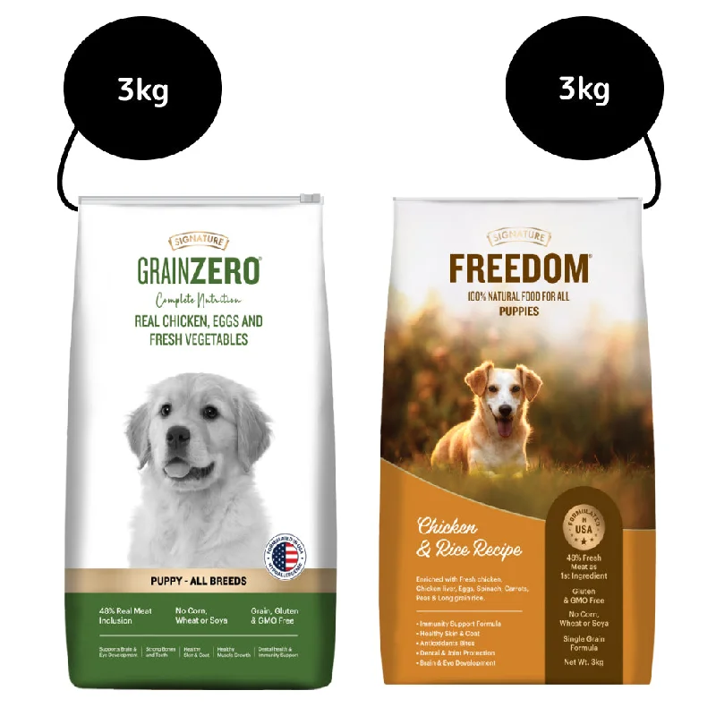 - Summer pet ice matSignature Freedom Chicken and Rice Recipe and Grain Zero Real Chicken, Egg and Vegetables Puppy Dog Dry Food Combo - Summer pet ice matSignature Freedom Chicken and Rice Recipe and Grain Zero Real Chicken, Egg and Vegetables Puppy Dog Dry Food Combo