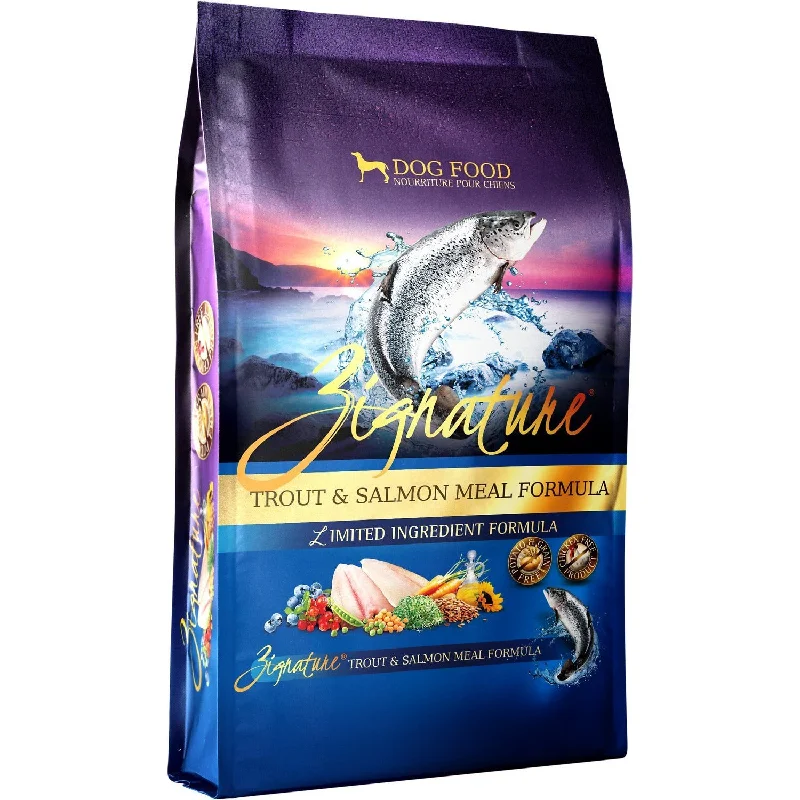  -Chicken-flavored dog foodZignature Trout & Salmon Meal Limited Ingredient Formula Grain-Free Dry Dog Food