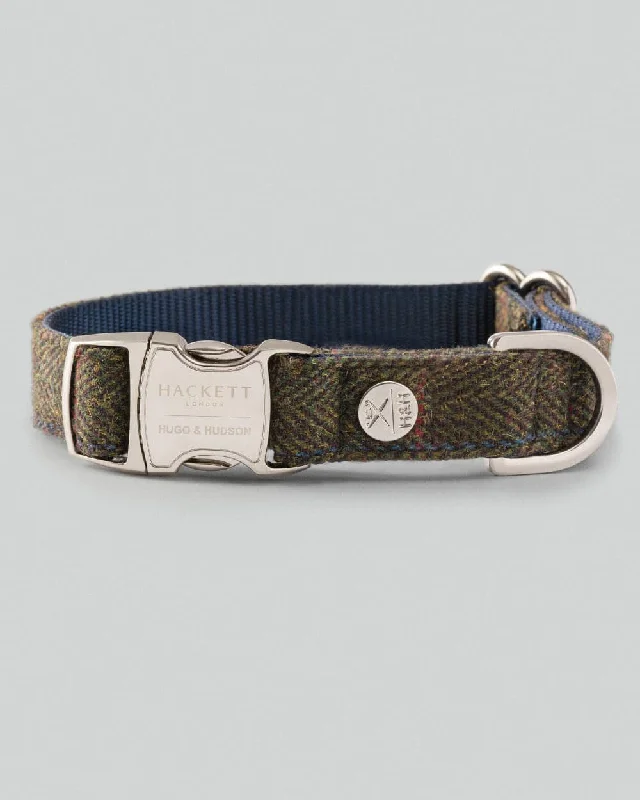 - Car dog seat beltDark Green Checked Herringbone Tweed Dog Collar