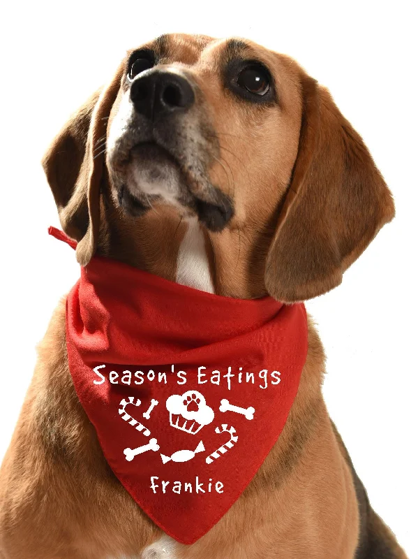 ---Personalised Season's Eatings Christmas dog bandana