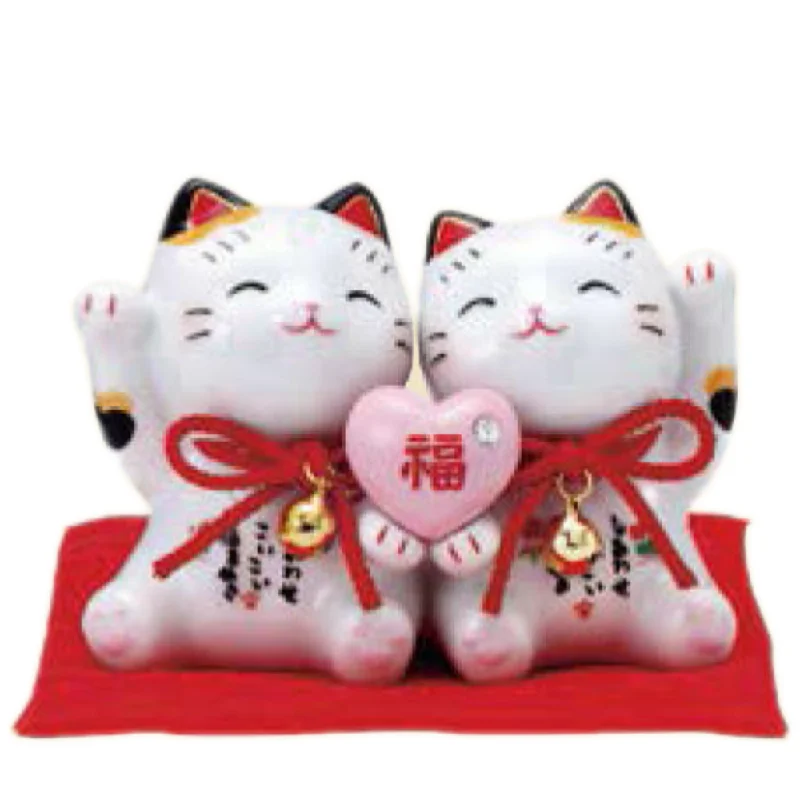 - Summer pet ice matHeart with "Fortune" in Japanese Beckoning Cat With Zabuton Cushion Porcelain Ornament - Summer pet ice matHeart with "Fortune" in Japanese Beckoning Cat With Zabuton Cushion Porcelain Ornament