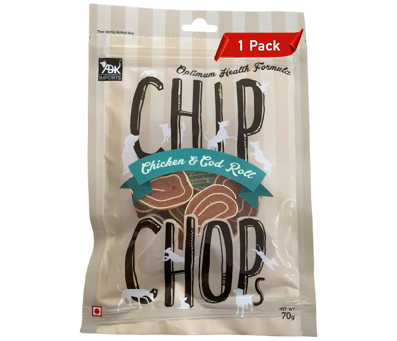 - Pet tear stain cleaning wipesDog Treats: Chip Chops Chicken & Cod Roll (70 grams)