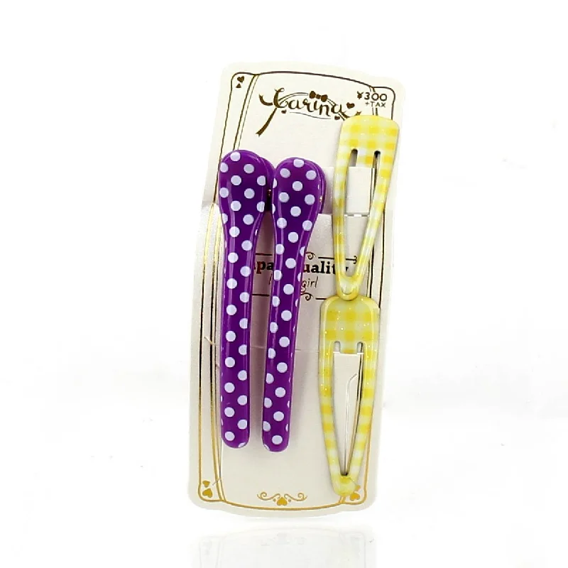 - Rabbit grass rack to prevent waste food boxPolka Dots & Checkered Hair Clips (Purple & Yellow, 4pcs) - Rabbit grass rack to prevent waste food boxPolka Dots & Checkered Hair Clips (Purple & Yellow, 4pcs)