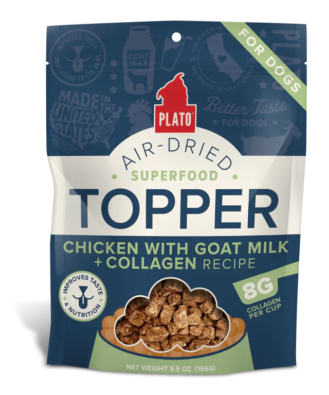 - Pet stroller can be taken on the planePlato Superfood Chicken with Goat Milk & Collagen Food Topper