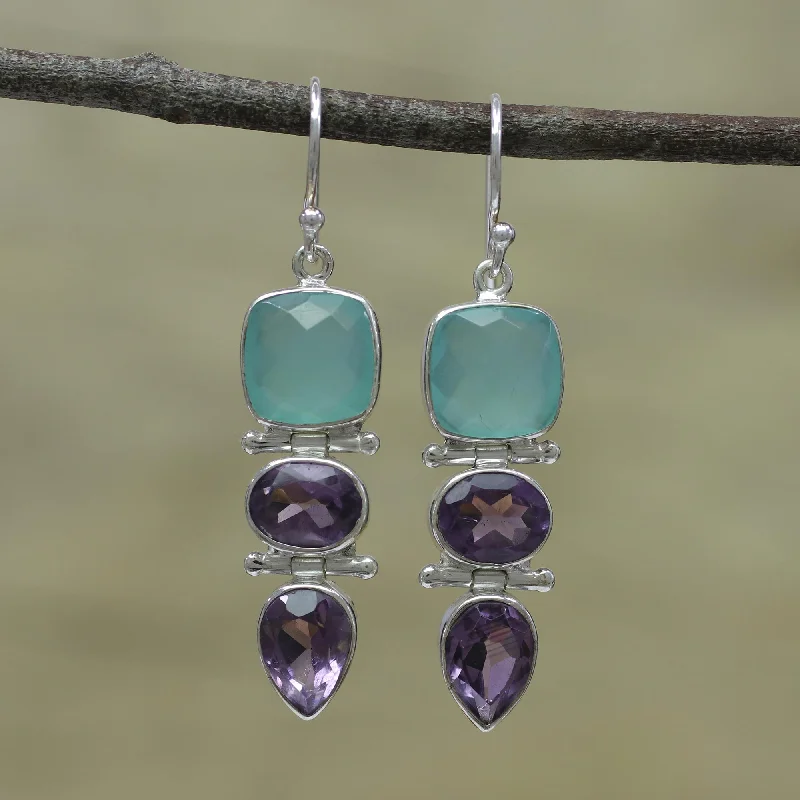 - Natural latex pet mattressGlittering Muse Amethyst Chalcedony Earrings