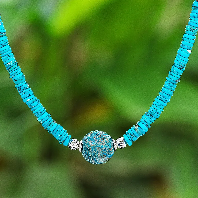 - Custom pet birthday cakeEarth and Water Reconstituted Turquoise Bead and Agate Pendant Necklace - Custom pet birthday cakeEarth and Water Reconstituted Turquoise Bead and Agate Pendant Necklace