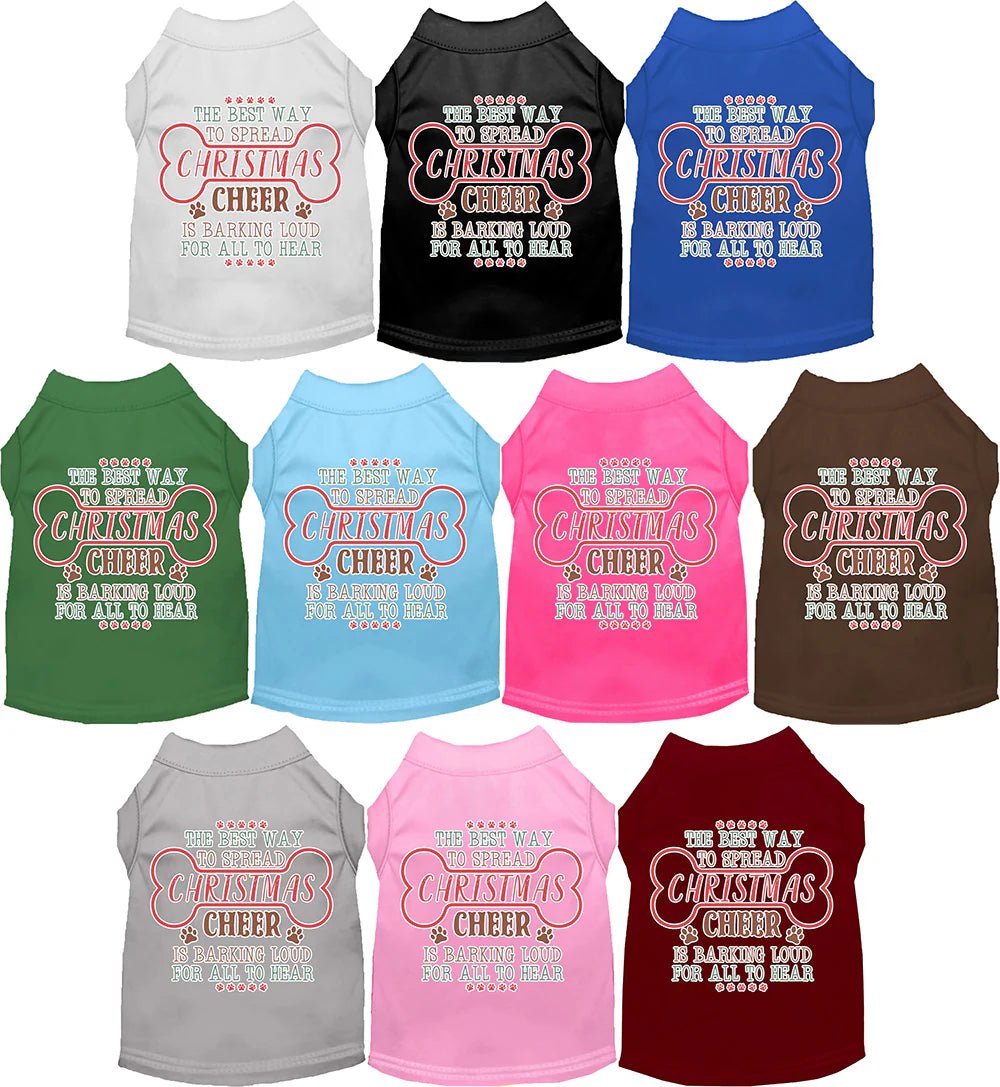 Pet holiday dress-up clothesChristmas Cheer by Barking Loud Screen Print Dog Shirt in Many Colors