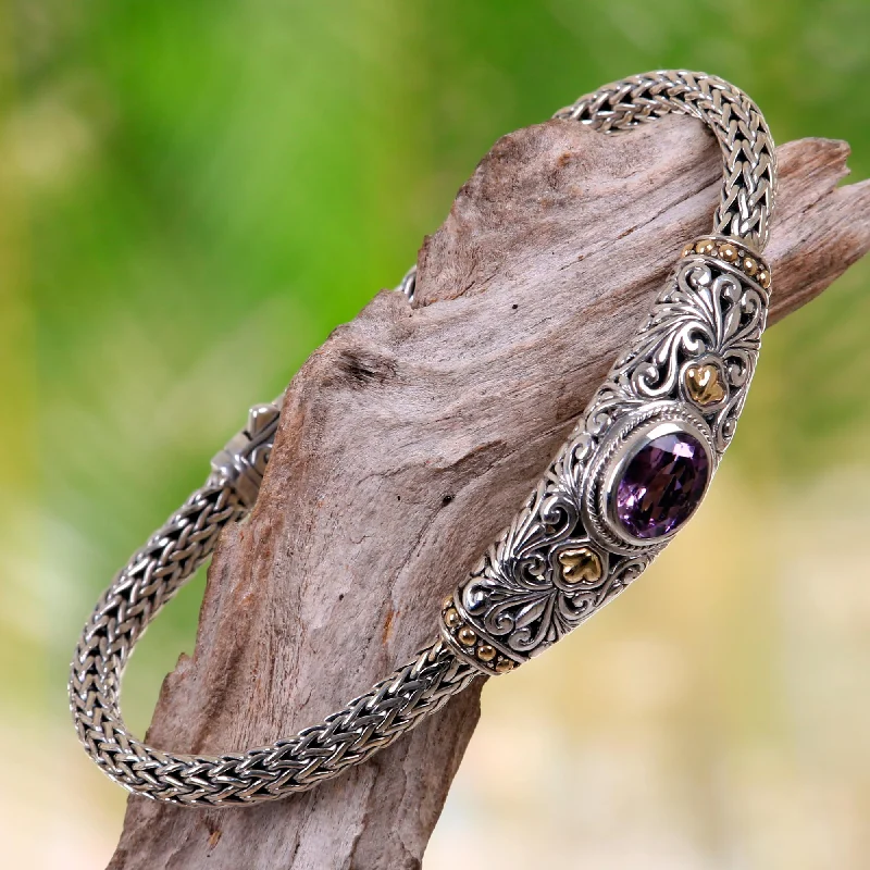 - Pet toys under yuanBedugul Garden Handcrafted Balinese Gold Accent Silver Amethyst Bracelet - Pet toys under yuanBedugul Garden Handcrafted Balinese Gold Accent Silver Amethyst Bracelet