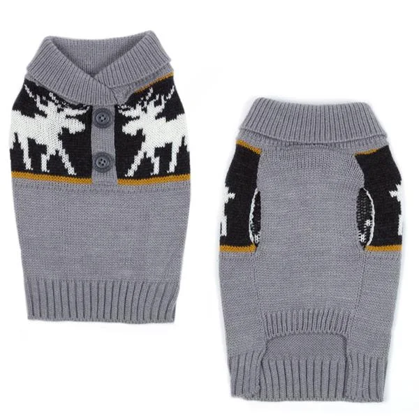 - Natural latex pet mattressGray Moose Shawl Collar Dog Sweater