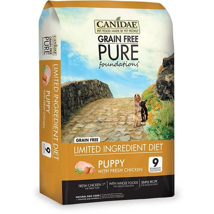 - Food for large dogsCANIDAE Grain-Free PURE Foundations Puppy Formula with Chicken Limited Ingredient Diet Dry Dog Food