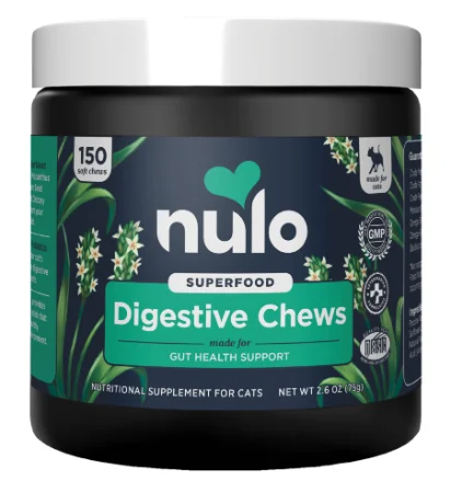 - Dog disposable foam shower gelNulo’s Superfood Digestive Soft Chews for Cats