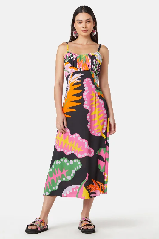  -Explosion-proof leash FOR LARGE dogsTropical Leaves Long Dress