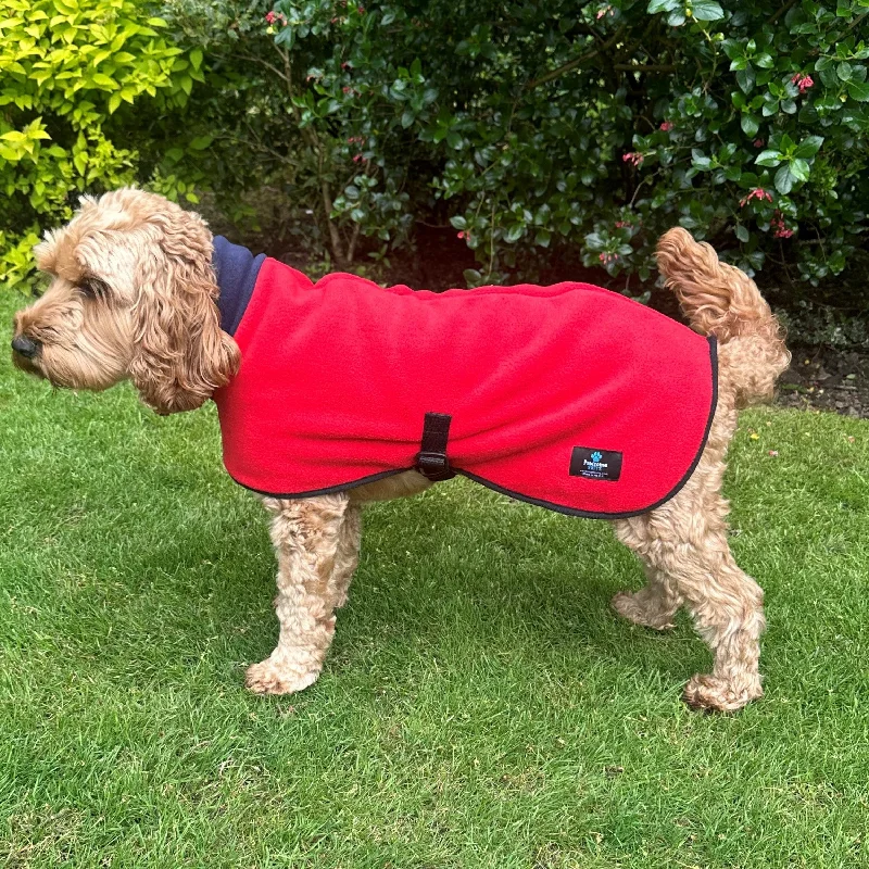 - Winter warm clothes for short-haired dogsReversible Fleece Dog Coat - Red/Navy