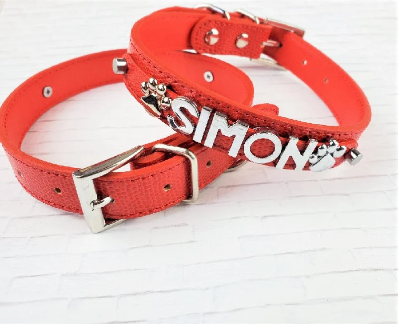 Pet ProductsRed Personalized Dog Collar
