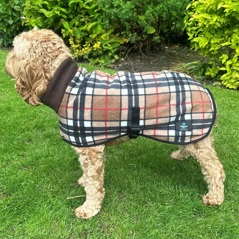  -Explosion-proof leash FOR LARGE dogsReversible Fleece Dog Coat - Brown/Check