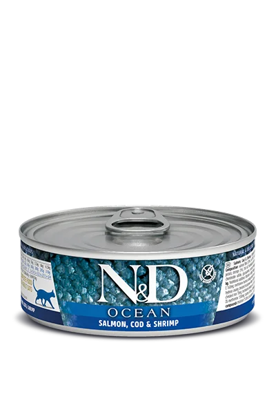 - Organic cotton dog bibsFarmina N&D Ocean Salmon Cod & Shrimp Recipe Adult Cat Wet Food