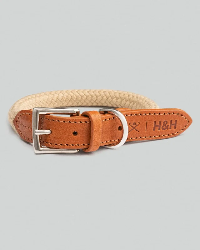- Climbing pet constant temperature heating padNatural Round Rope Dog Collar with Cognac Leather - Climbing pet constant temperature heating padNatural Round Rope Dog Collar with Cognac Leather