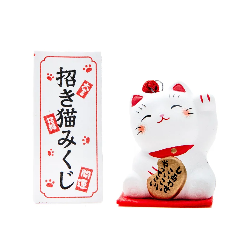 - Parrot climbing and standing wooden frameYakushigama Ceramic Beckoning Cat with Omikuji Fortune Slip (Left Paw Raised) - Parrot climbing and standing wooden frameYakushigama Ceramic Beckoning Cat with Omikuji Fortune Slip (Left Paw Raised)
