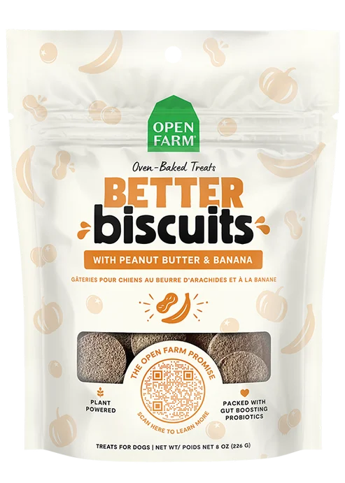 - Dog disposable foam shower gelOpen Farm Better Biscuits With Peanut Butter & Banana Recipe Dog Treats - Dog disposable foam shower gelOpen Farm Better Biscuits With Peanut Butter & Banana Recipe Dog Treats
