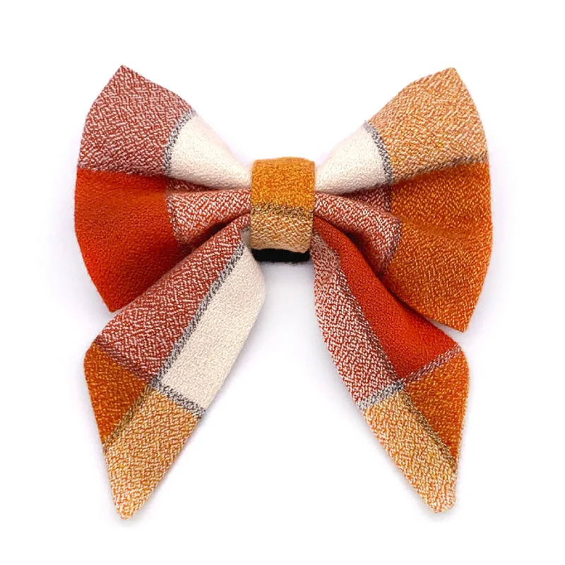 - Car dog seat beltPumpkin Plaid Flannel Sailor Dog Bow