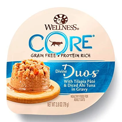 - Cat food for spayed/neutered cats - High protein dog foodCORE Grain-Free Divine Duos Tilapia Pate & Ahi Wet Cat Food - Cat food for spayed/neutered cats - High protein dog foodCORE Grain-Free Divine Duos Tilapia Pate & Ahi Wet Cat Food