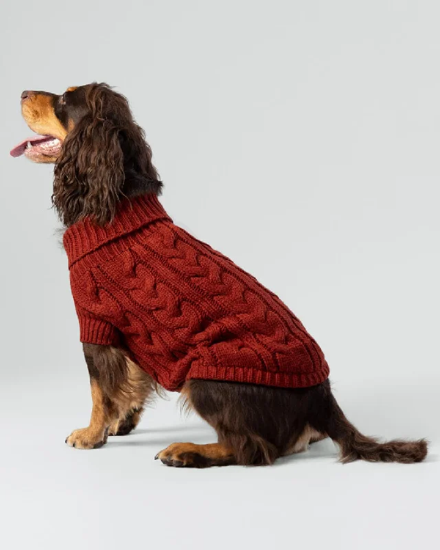  -Anti-slip claw protection raincoat FOR dogsCable Knit Pullover Dog Jumper - Brick