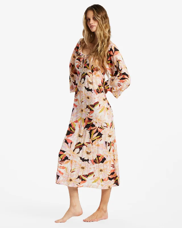 Better Days Long Sleeve Midi Dress - Multi