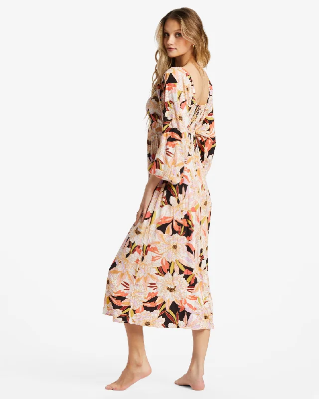 Better Days Long Sleeve Midi Dress - Multi