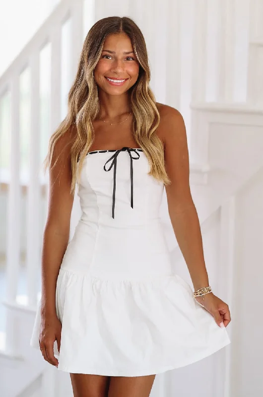 Crowd Favorite Mini Dress - White and Black