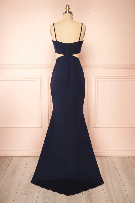 Kamilla Navy | Maxi Mermaid Dress w/ Cut-Outs