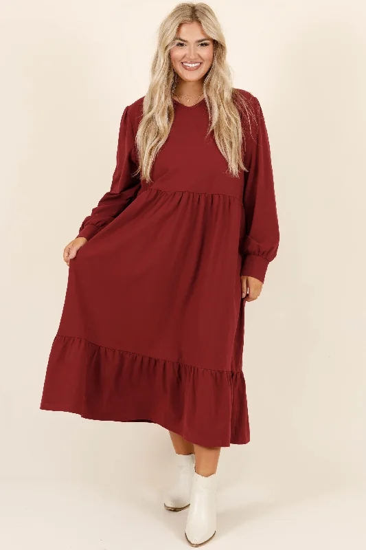 Remember The Past Dress, Burgundy