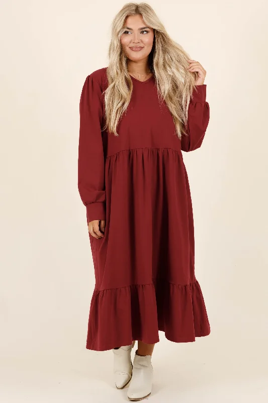 Remember The Past Dress, Burgundy