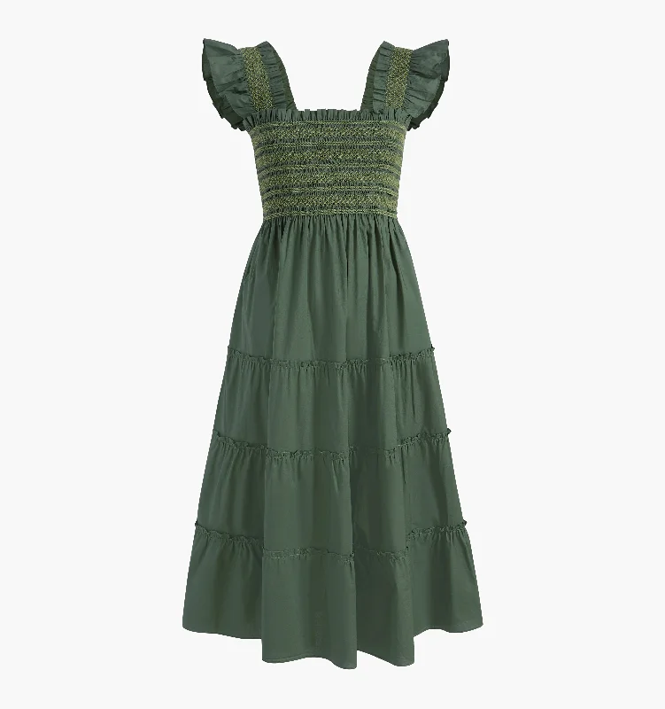 The Ellie Nap Dress - Leaf Green Cotton