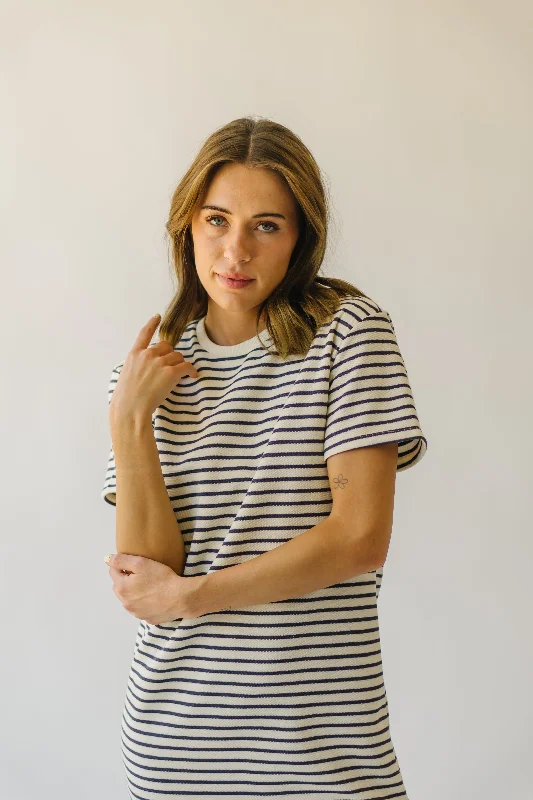 The Kittrell Striped Midi Dress in Cream + Navy