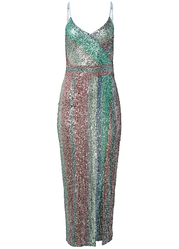 Striped sequin midi dress - Multi