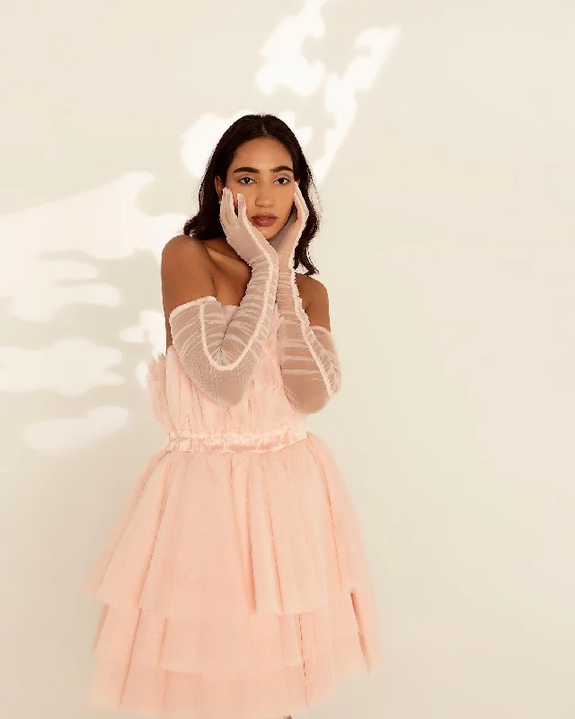 Genevieve Baby Pink Tulle Mini Dress