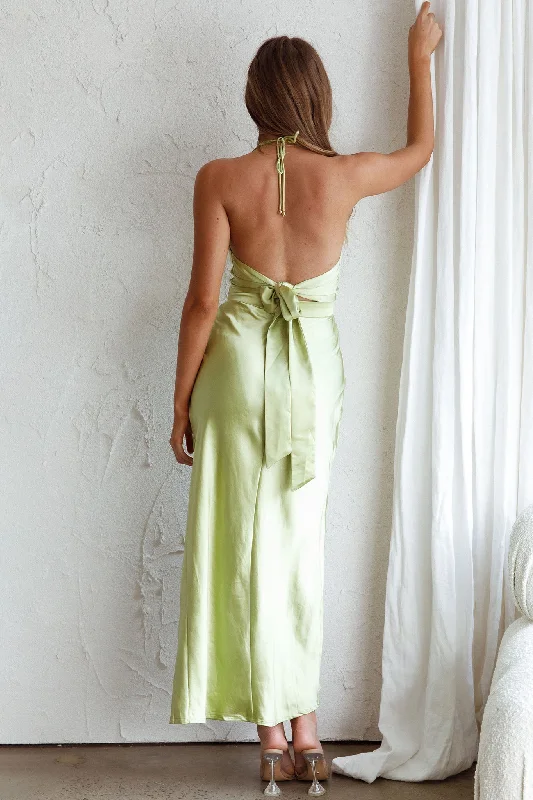 Mon Coeur Plunging Neckline Midi Dress Apple Green