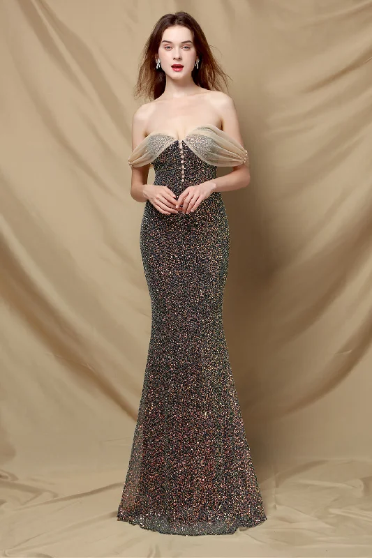 Off Shoulder Sequins Mermaid Prom Dress