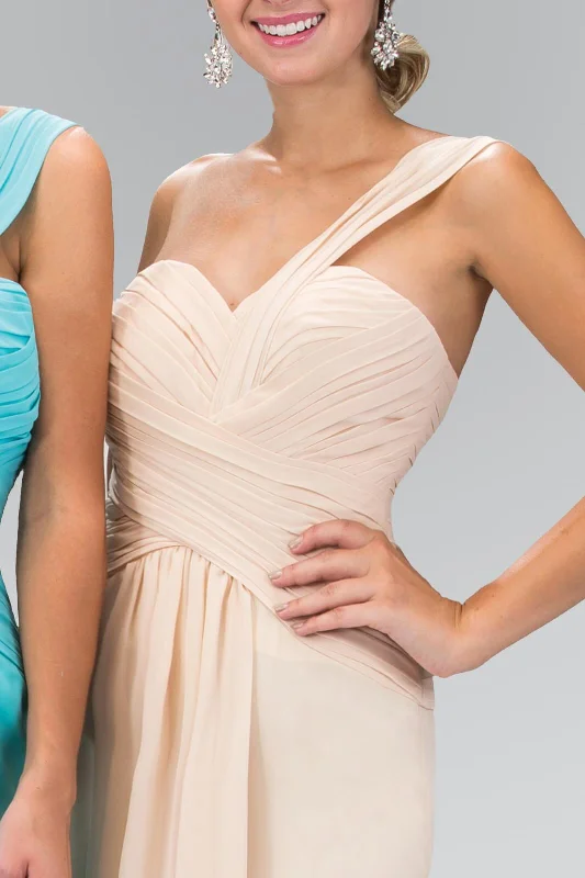 One Shoulder Ruched Long Prom Dress Formal Sale