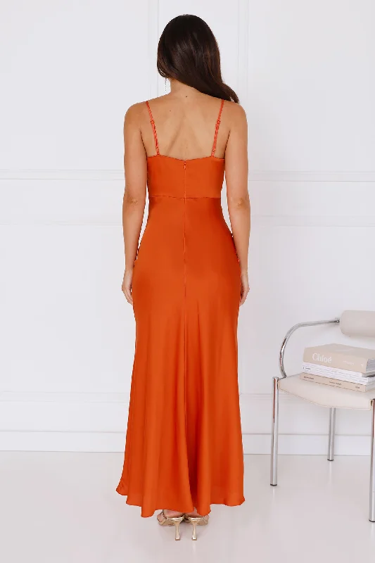 Sunburst Citrus Satin Maxi Dress Orange