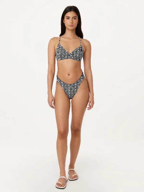 The Printed Reversible Bikini Bottom in Black