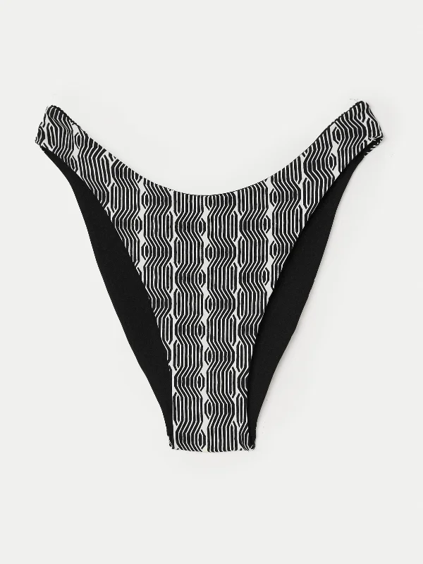 The Printed Reversible Bikini Bottom in Black