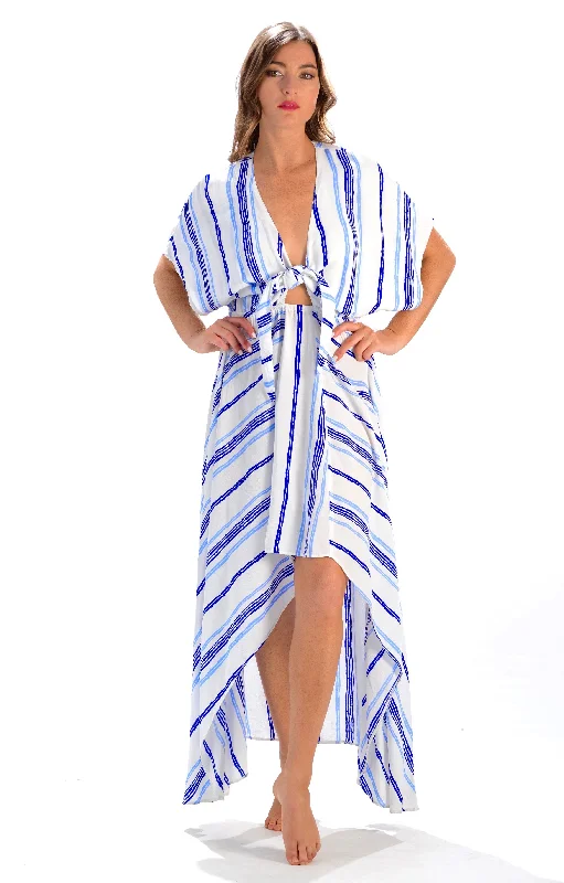 Delray Dress / Periwinkle & Cobalt Stripe