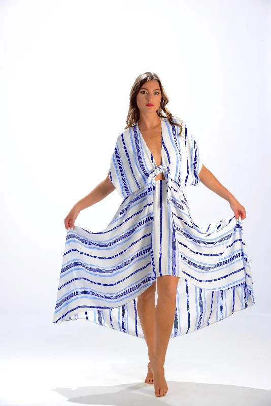 Delray Dress / Periwinkle & Cobalt Stripe