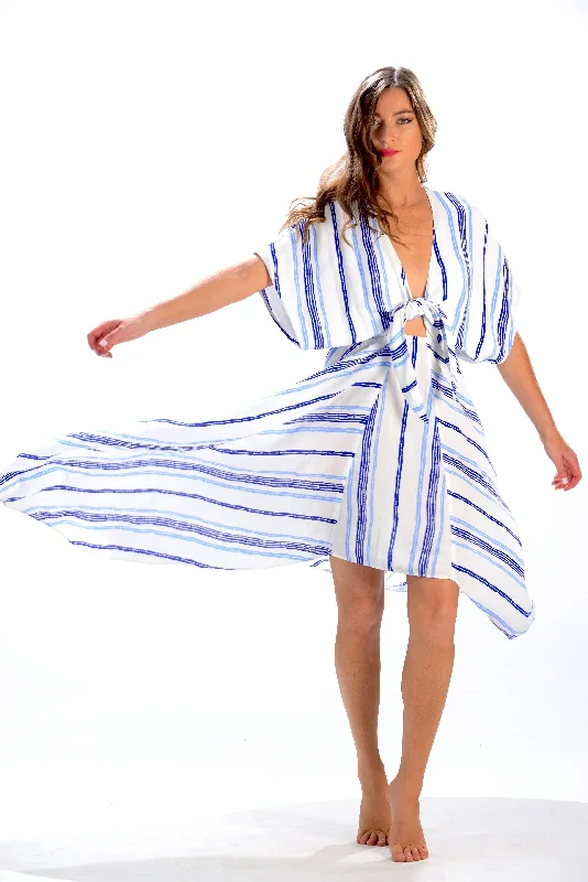 Delray Dress / Periwinkle & Cobalt Stripe