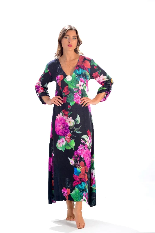 Seychelles Dress-Kaftan / Black Tropical