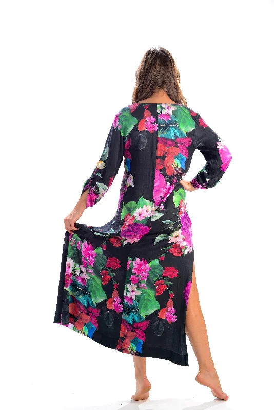 Seychelles Dress-Kaftan / Black Tropical