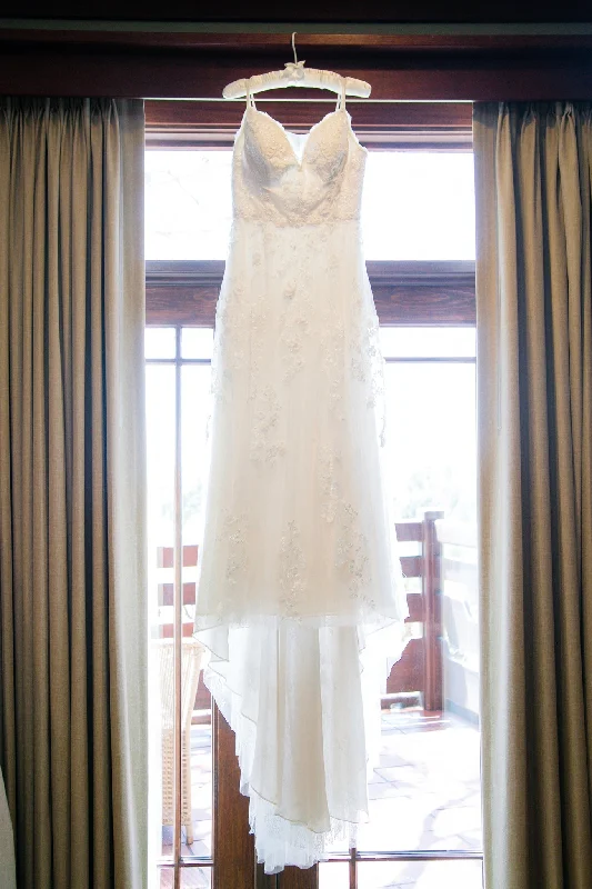 Melissa Sweet Petite Scalloped Wedding Dress with Double Straps